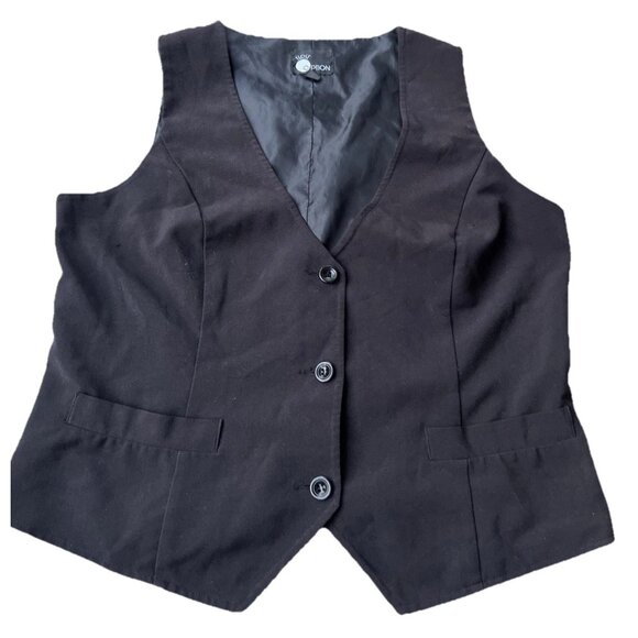 Vintage First Option Plaid Vest Jacket Button Black Women’s Size 10 Formal - Picture 1 of 11